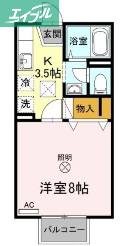 メゾンたちばなC棟(1K/1階)の間取り写真