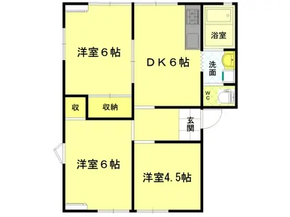 ハイツピア(3DK/1階)の間取り写真