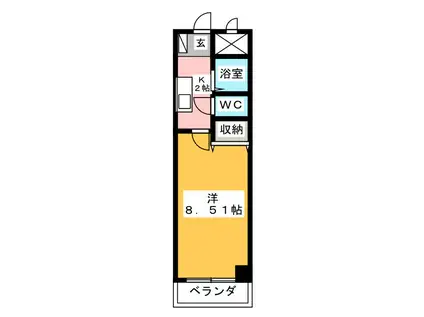 服部園ビル(1K/2階)の間取り写真