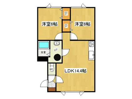 リバティパオ(2LDK/1階)の間取り写真