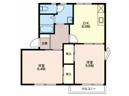 ラプラス・トラム(2DK/1階)の間取り写真