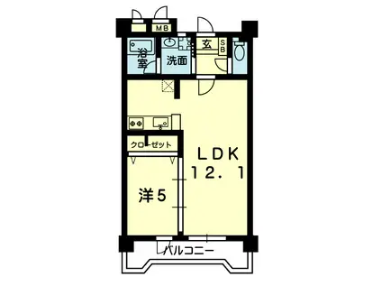 ムライチマンション熊高東(1LDK/3階)の間取り写真