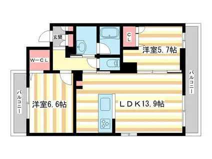 サクラ・メゾン イースト(2LDK/2階)の間取り写真