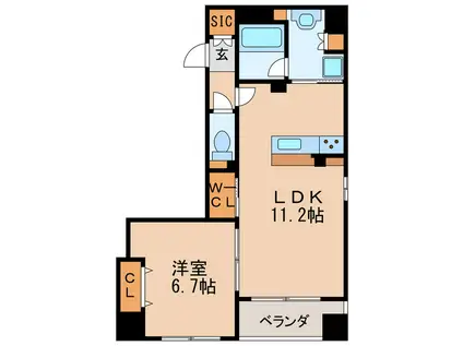ルーエ錦(1LDK/6階)の間取り写真