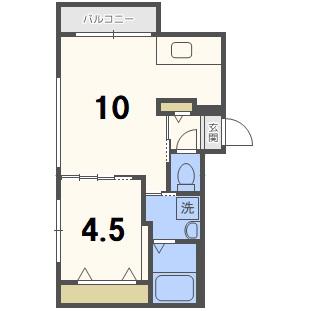 シエル新札幌(1LDK/2階)の間取り写真