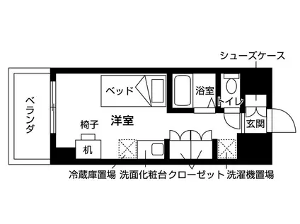 ウエリスアイビー旗の台(ワンルーム/3階)の間取り写真