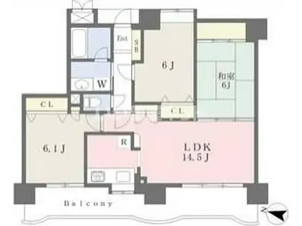 ネオステージ清水町(3LDK/14階)の間取り写真
