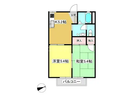 フレグランス形原(2K/2階)の間取り写真