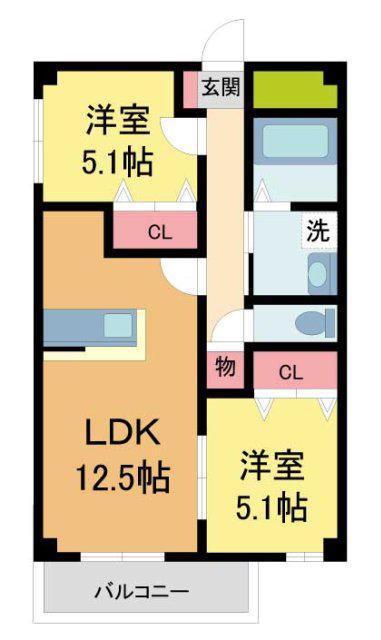 リヴェール西宮(2LDK/3階)の間取り写真