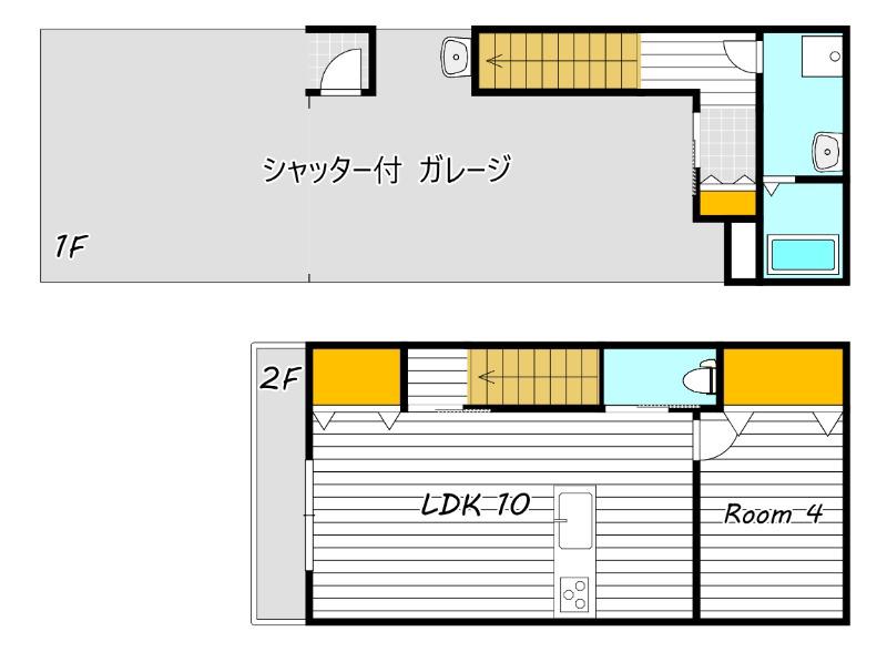 NEXT GARAGE南古都(1LDK/1階)の間取り写真