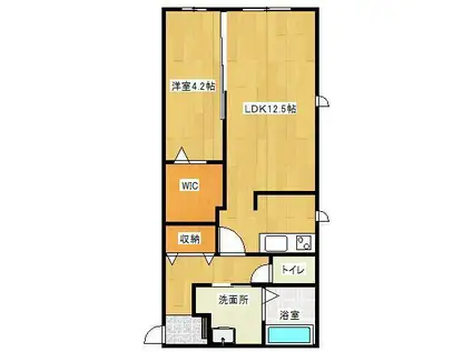 SOPHIA高城(1LDK/1階)の間取り写真