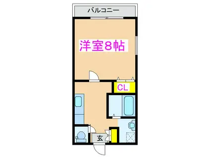 フェヴァリーVIII(1K/2階)の間取り写真