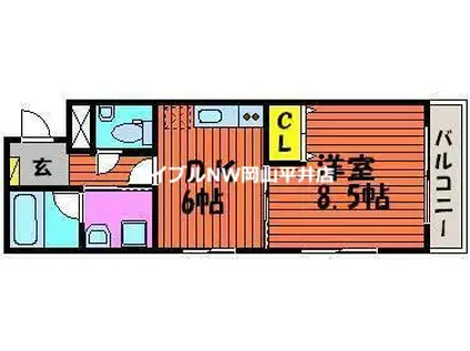 ハートフル泉田(1DK/2階)の間取り写真