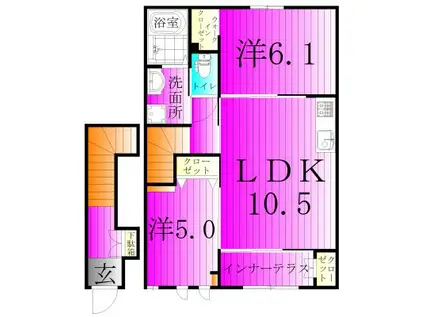 クレシア(2LDK/2階)の間取り写真