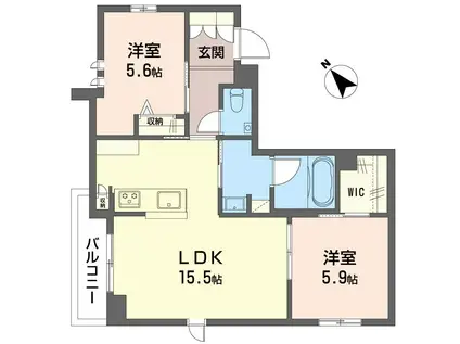 ル ヴォワール(2LDK/2階)の間取り写真
