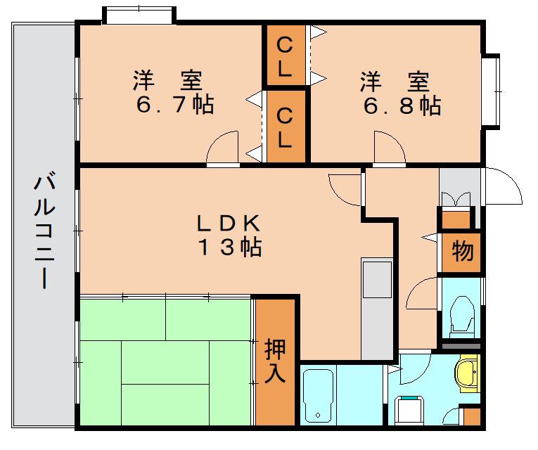 レグルス空港南(3LDK/4階)の間取り写真
