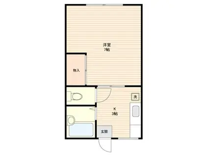 コーポラス城址(1K/1階)の間取り写真