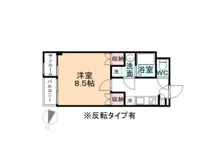 ジョイ婦中(1K/3階)の間取り写真