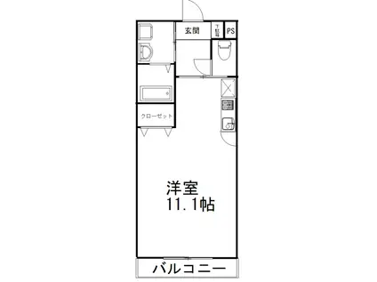ボン・ヴィーブル(ワンルーム/2階)の間取り写真