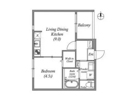 ボヌール太秦(1LDK/3階)の間取り写真