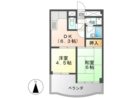 ひばりロイヤルマンション(2DK/2階)の間取り写真