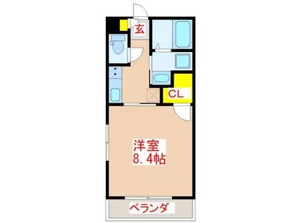 LUCIA(1K/4階)の間取り写真