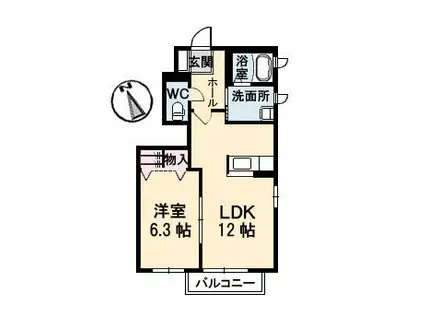 セブンス青江アネックス(1LDK/1階)の間取り写真