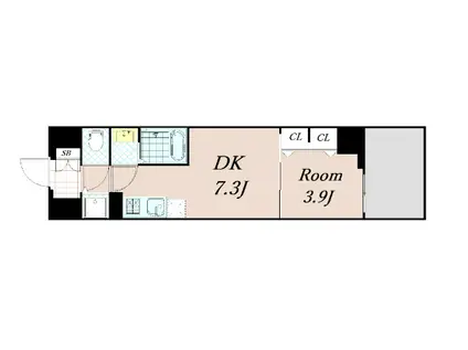 プロヴィスタ京都西院(1DK/8階)の間取り写真