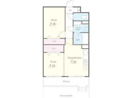 ATRIO石神井公園(2DK/1階)の間取り写真