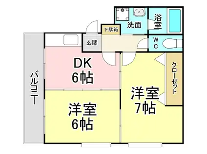 メゾン内田(2DK/2階)の間取り写真