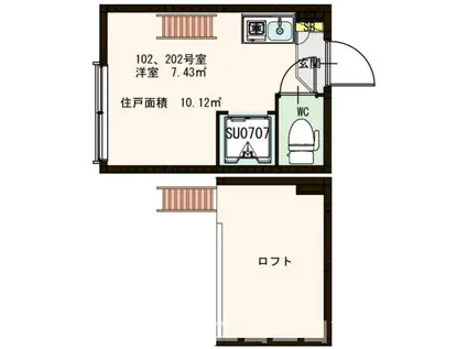 リセベリ(ワンルーム/2階)の間取り写真