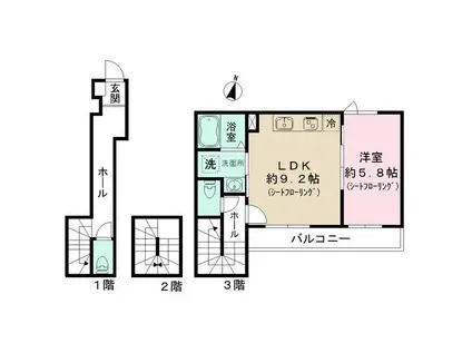 ルミナージュ新中野(1LDK/3階)の間取り写真