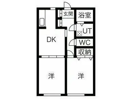 オーキットコートC棟(2DK/1階)の間取り写真