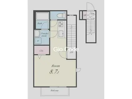 A GARDEN(1K/2階)の間取り写真