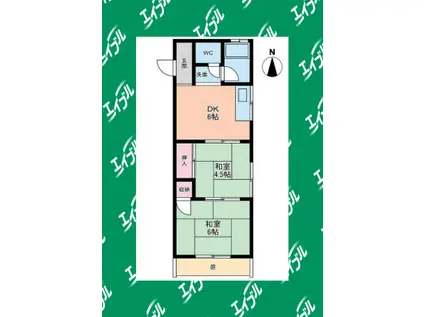 山田コーポ(2DK/1階)の間取り写真