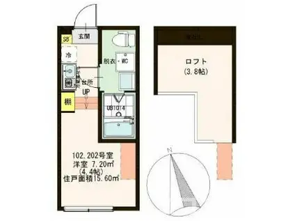 キャピタルフラワー(ワンルーム/1階)の間取り写真