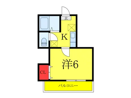 ルミエール高尾(1K/2階)の間取り写真