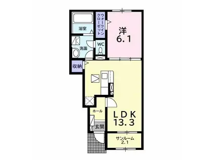 メゾンドビュー・ラシーヌI(1LDK/1階)の間取り写真