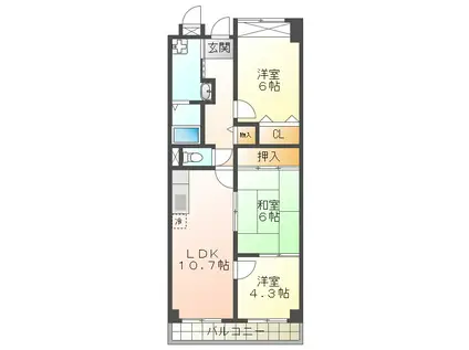 ソーシャルライフ西明石(3LDK/2階)の間取り写真