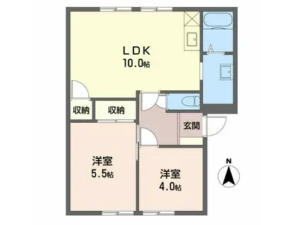 夢スペース B棟(2LDK/1階)の間取り写真