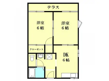 アークガーデン和合(2DK/1階)の間取り写真