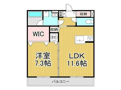 ラ・ジョア(1LDK/1階)の間取り写真