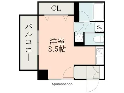 サテンドール黒髪(ワンルーム/9階)の間取り写真