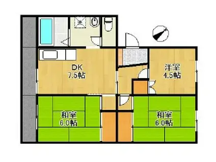 マンション若松(3DK/1階)の間取り写真