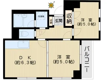 STK茗荷谷(2DK/4階)の間取り写真