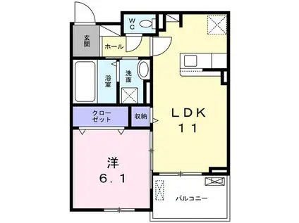 グランクレスタII(1LDK/3階)の間取り写真