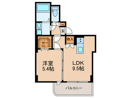 ALZA西天満(1LDK/2階)の間取り写真