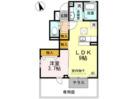 サンライズ御井II(1LDK/1階)の間取り写真