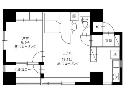 アムス馬喰町(1LDK/2階)の間取り写真