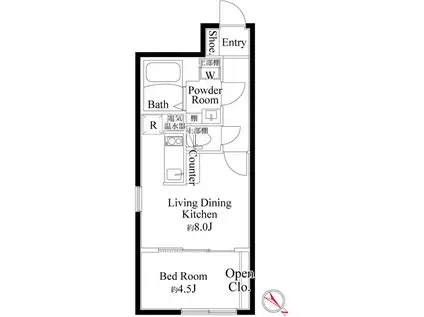 カーサグラッツェ東日暮里(1LDK/4階)の間取り写真